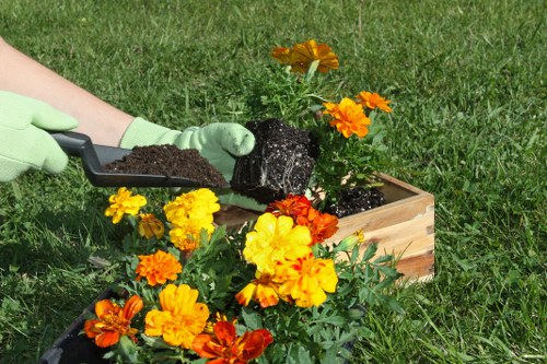 Person using a screen reader to read Queens Park gardening service information